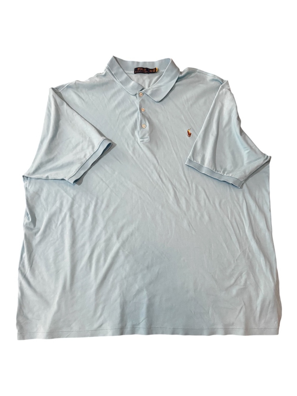 Ralph Lauren Men's Turquoise Light Blue Short-Sleeve Y2K Golf Polo 4XLT
